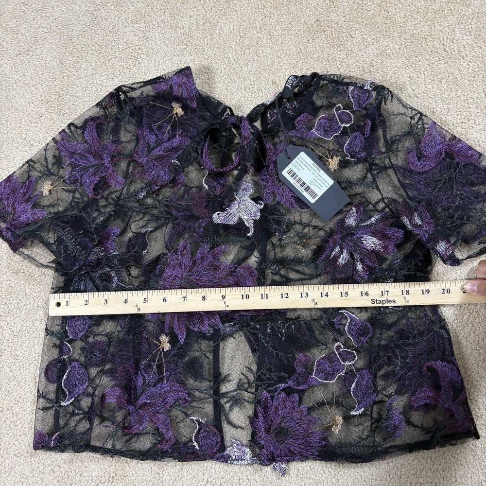 NWT Disturbia Estrid Embroidered Mesh Tie Back Blouse Top - Sz 10 - Picture 9 of 11